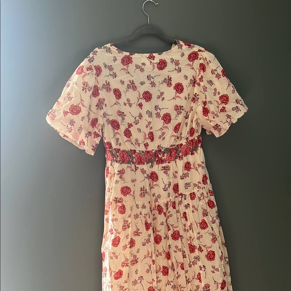 Jessica Simpson Pink Red Ruffled Wrap Midi Dress - Picture 8 of 8